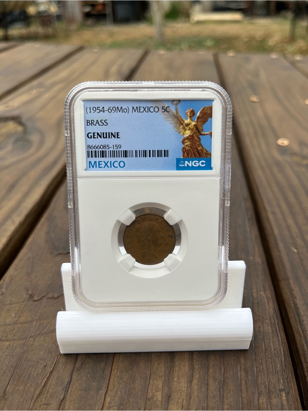 Certified Mexico 5 Centavo Brass Coin - Brown